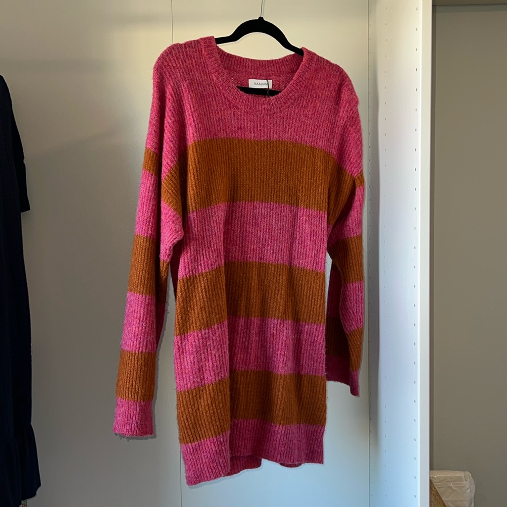 Naadam Stripe Pink Alpaca Sweater Size L Worn Once